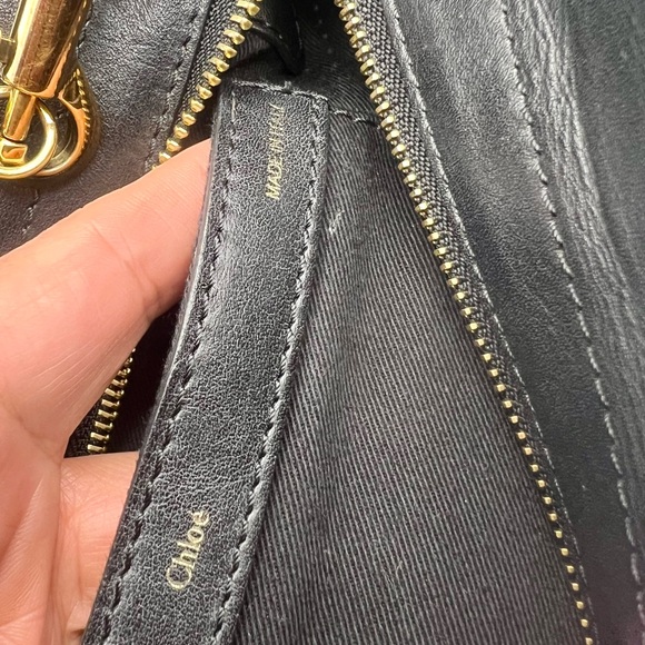 Chloé Alice handbag featuring a black and beige leather design. Crossbody EUC - Picture 6 of 16